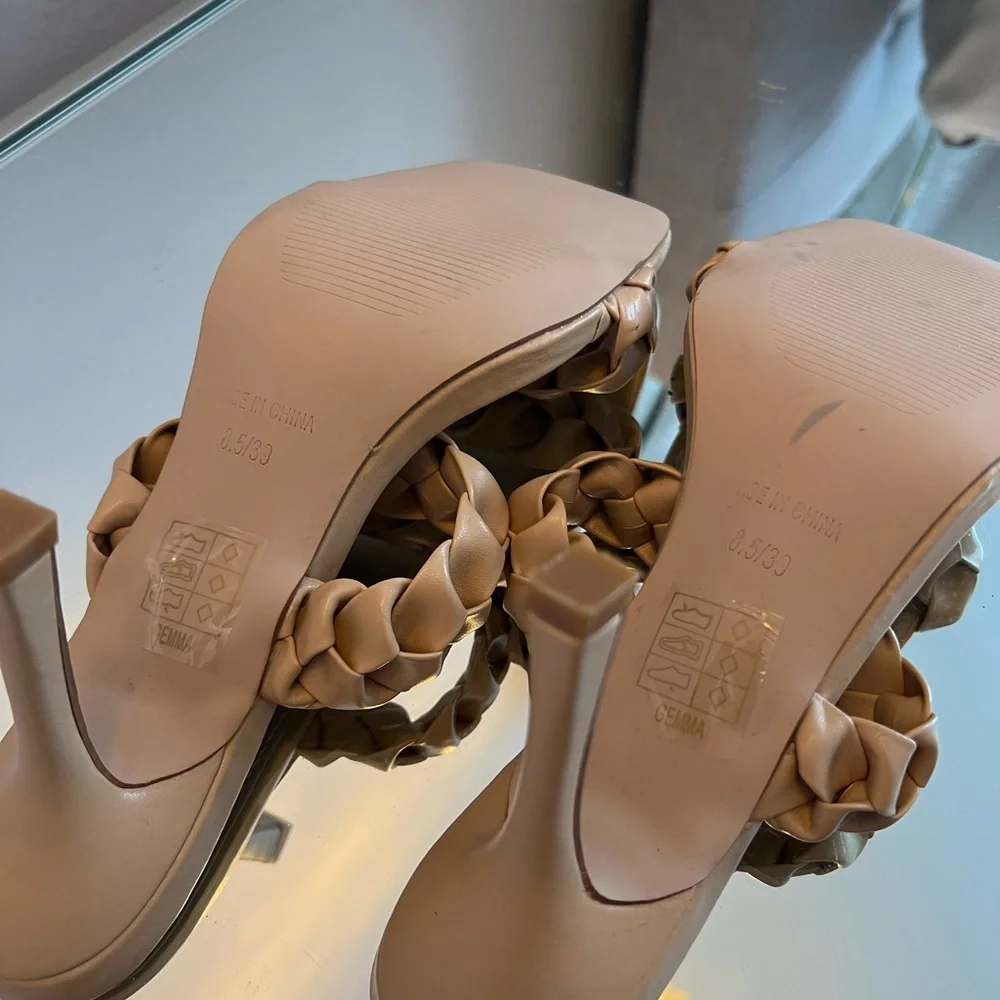 Lulus Gemma Light Nude Braided High Heel Sandals size 9 - Picture 6 of 7